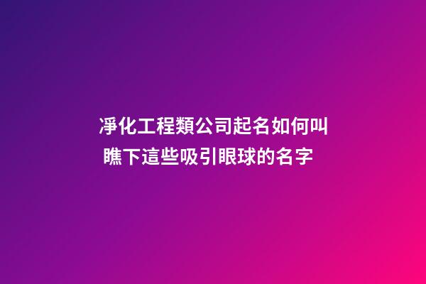 凈化工程類公司起名如何叫 瞧下這些吸引眼球的名字-第1張-公司起名-玄機派
